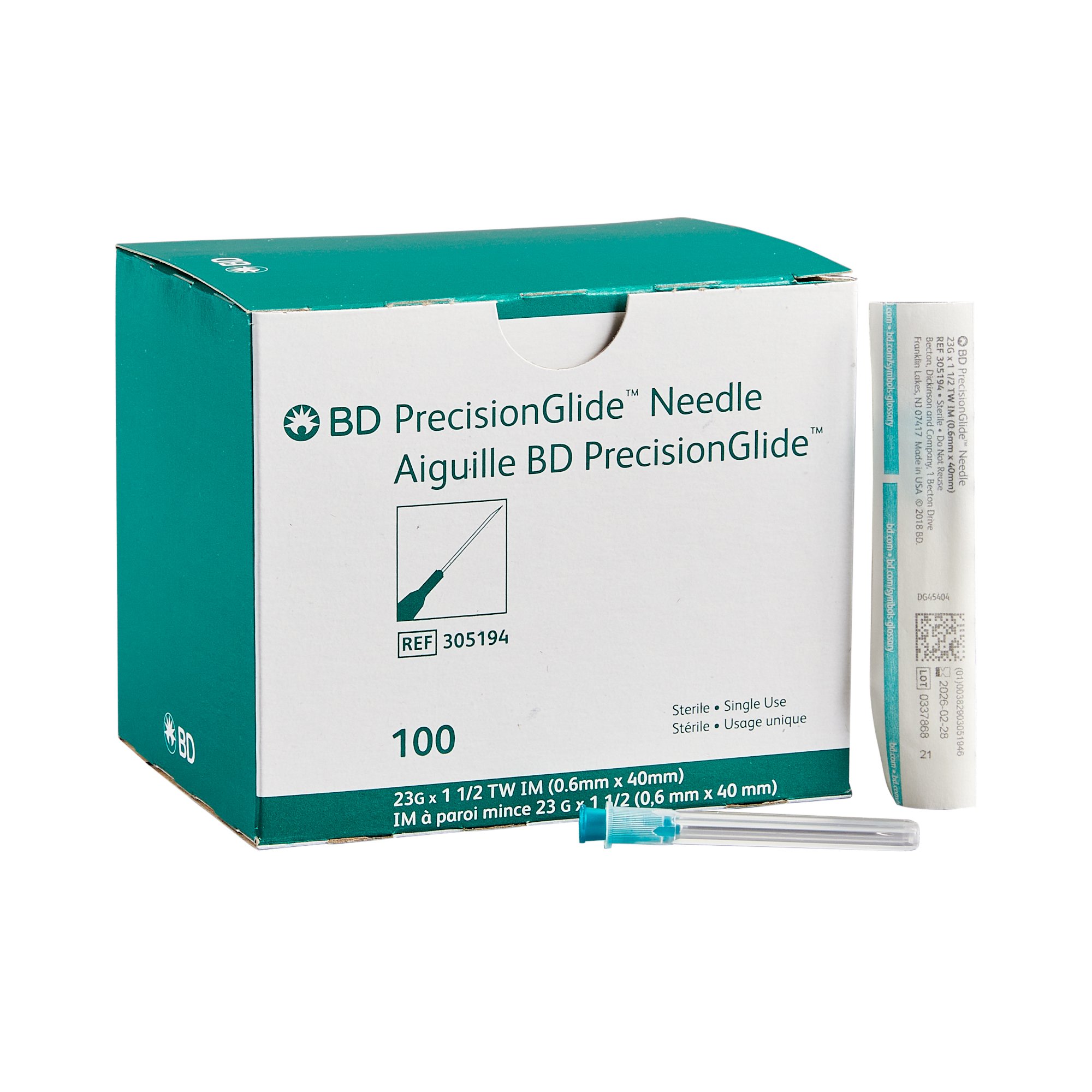 PrecisionGlide Hypodermic Needle, 23 Gauge, 1 Inch MK 95825
