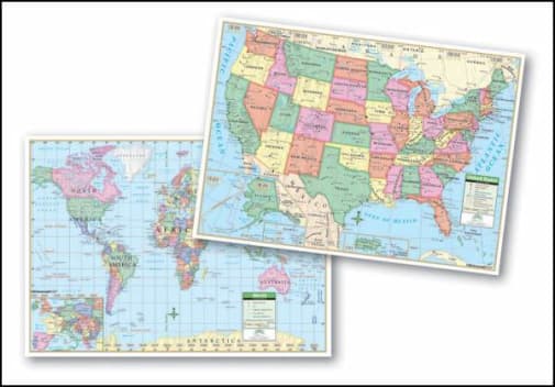 U.S. and World Double-Sided Placemat Map