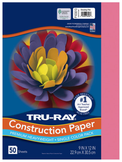 Construction Paper Fade-Resistant 9" x 12" Shocking Pink