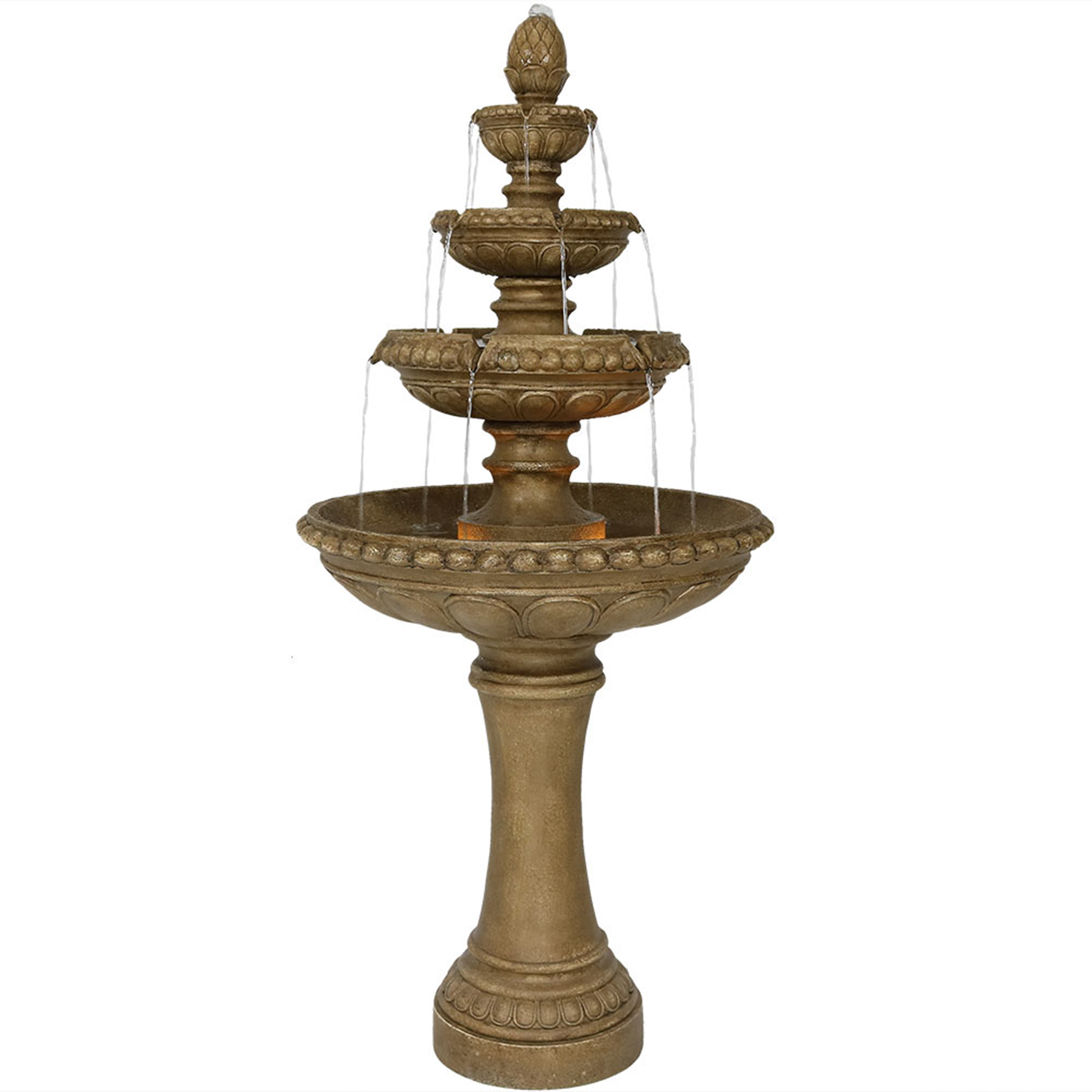 Sunnydaze 4-Tier Outdoor Patio Electric Eggshell Water Fountain Feature - 65-Inch