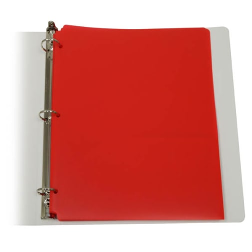 Two-Pocket Poly Portfolio Red with 3 Hole Punch