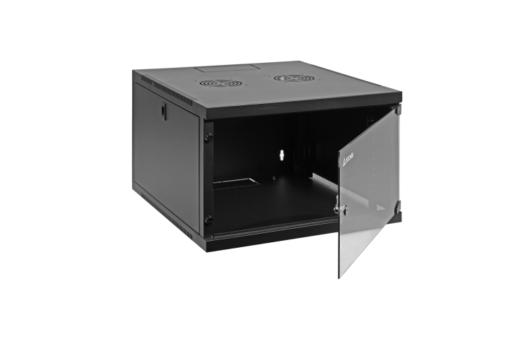 6U Wall-Mount Rack Cabinet, 24in Depth, Glass Door Pre-Assembled