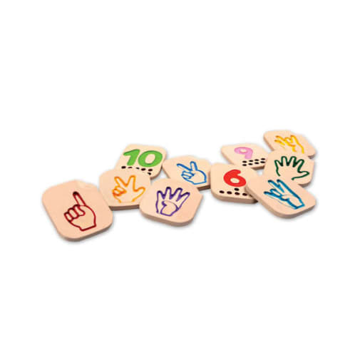 Hand Sign Numbers 1-10 Wooden Tile Set