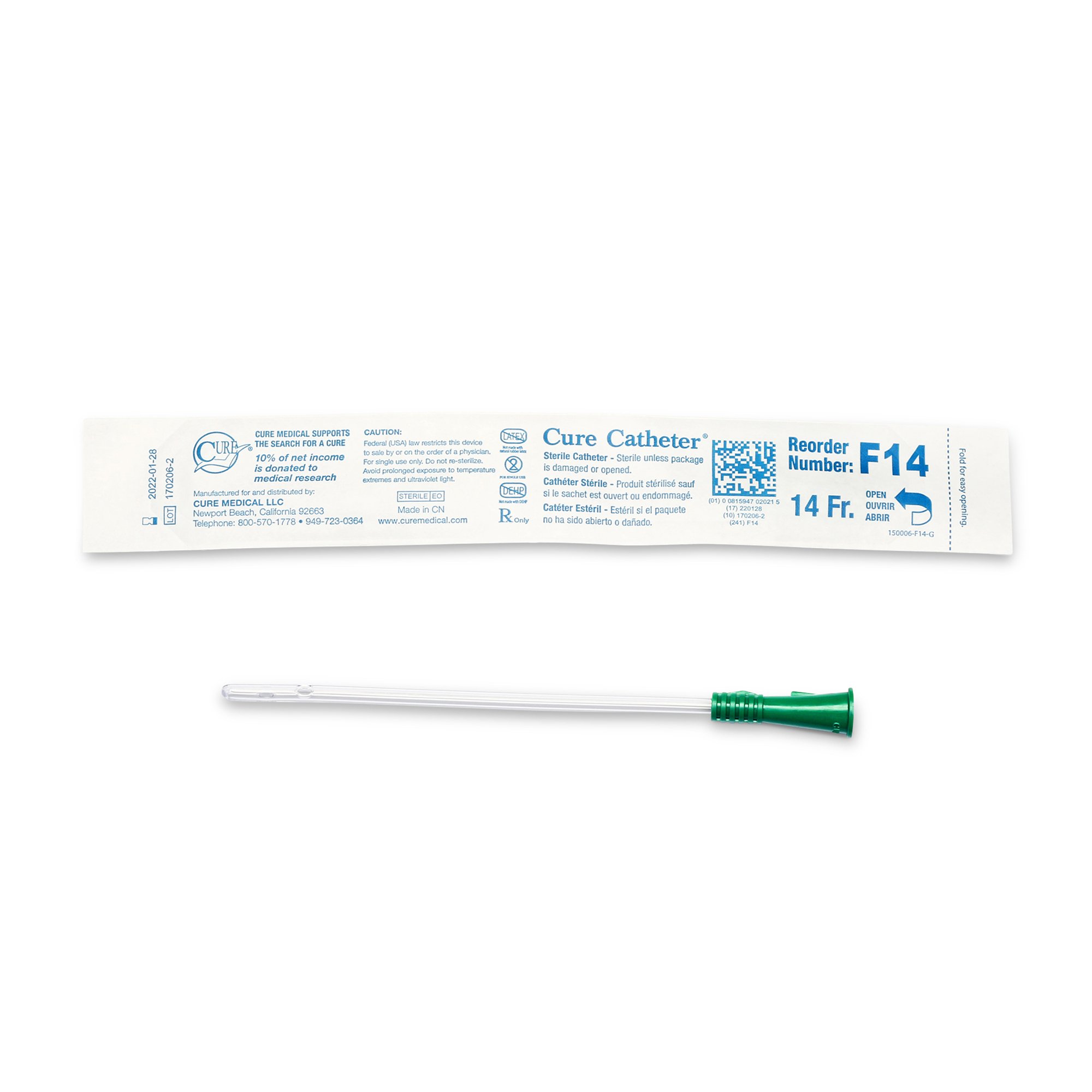 Cure Catheter Female Intermittent Catheter, 14 Fr. MK 701373