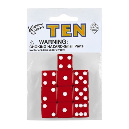 Red Dice with White Dots (10 per bag - 16mm)