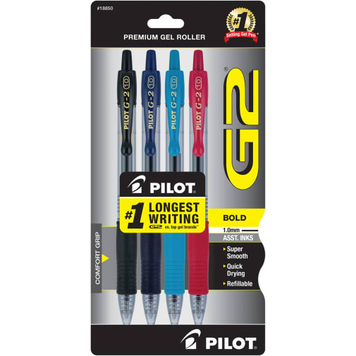 G2 1.0 Bold Pen - Assorted Colors Black/Navy/Teal/Burgundy (4 pack)