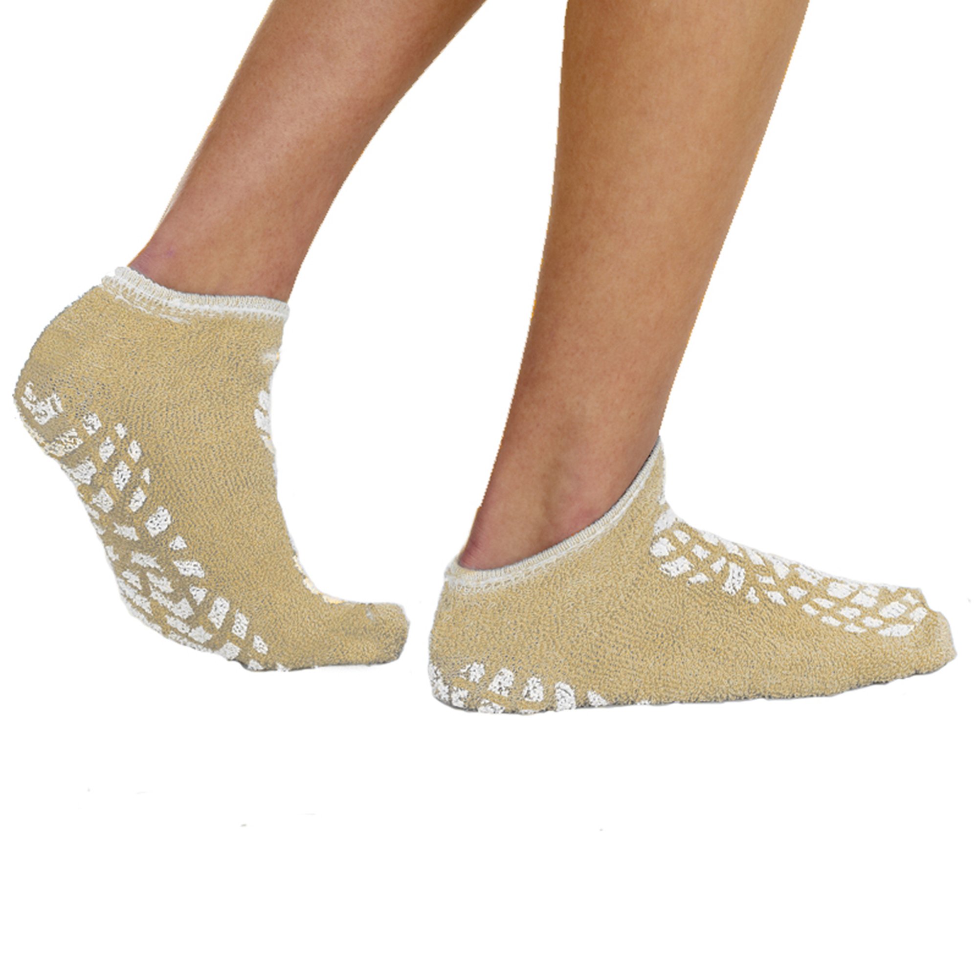 Terry Treads Slipper Socks, Large, Beige MK 1073992