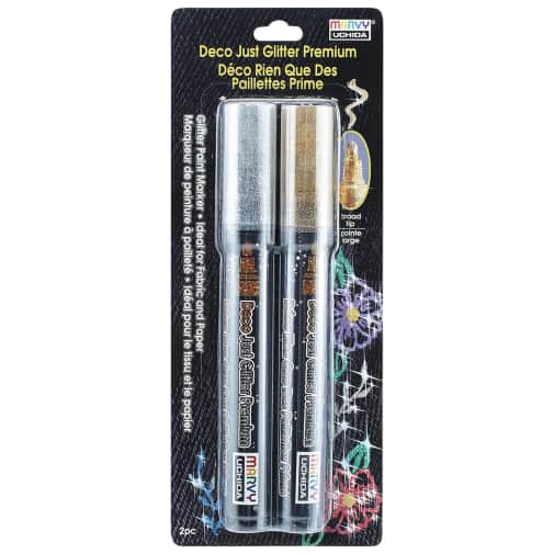 Just Glitter Prem Fabric Marker (2 Pack: Gold & Silver)