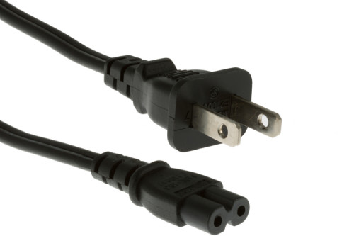 Image of AC Power Cord, 1-15P to C7, 18 AWG, 6ft, Non-Polarized