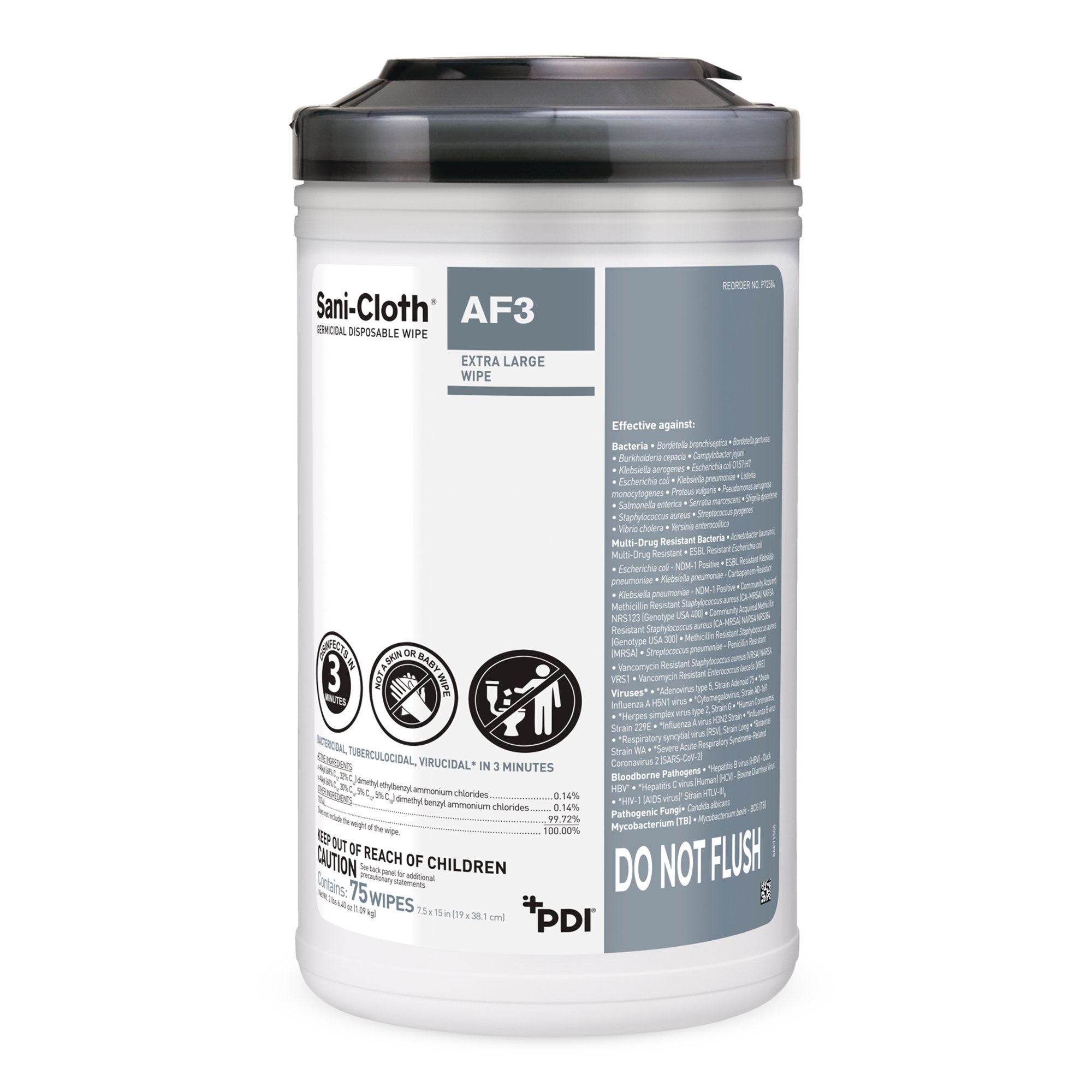 Sani-Cloth AF3 Germicidal Extra Large Disinfectant Wipes, Canister, 75 ct. MK 1207553