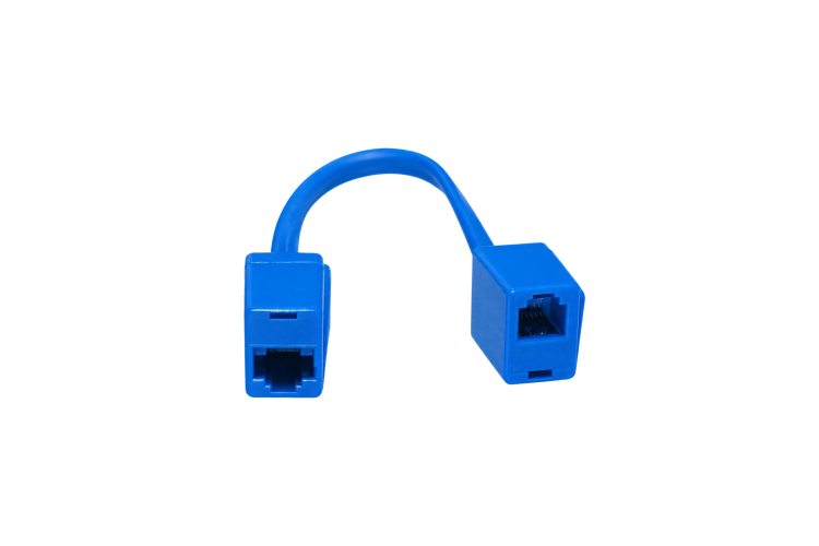 RJ45 Female to RJ12 Male Cat6 Plenum Cable, STM to Zetron Jack Box Labeled, Blue, 4in