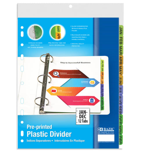 Binder - 3-Ring Dividers with 12 Preprinted Jan-Dec Tabs