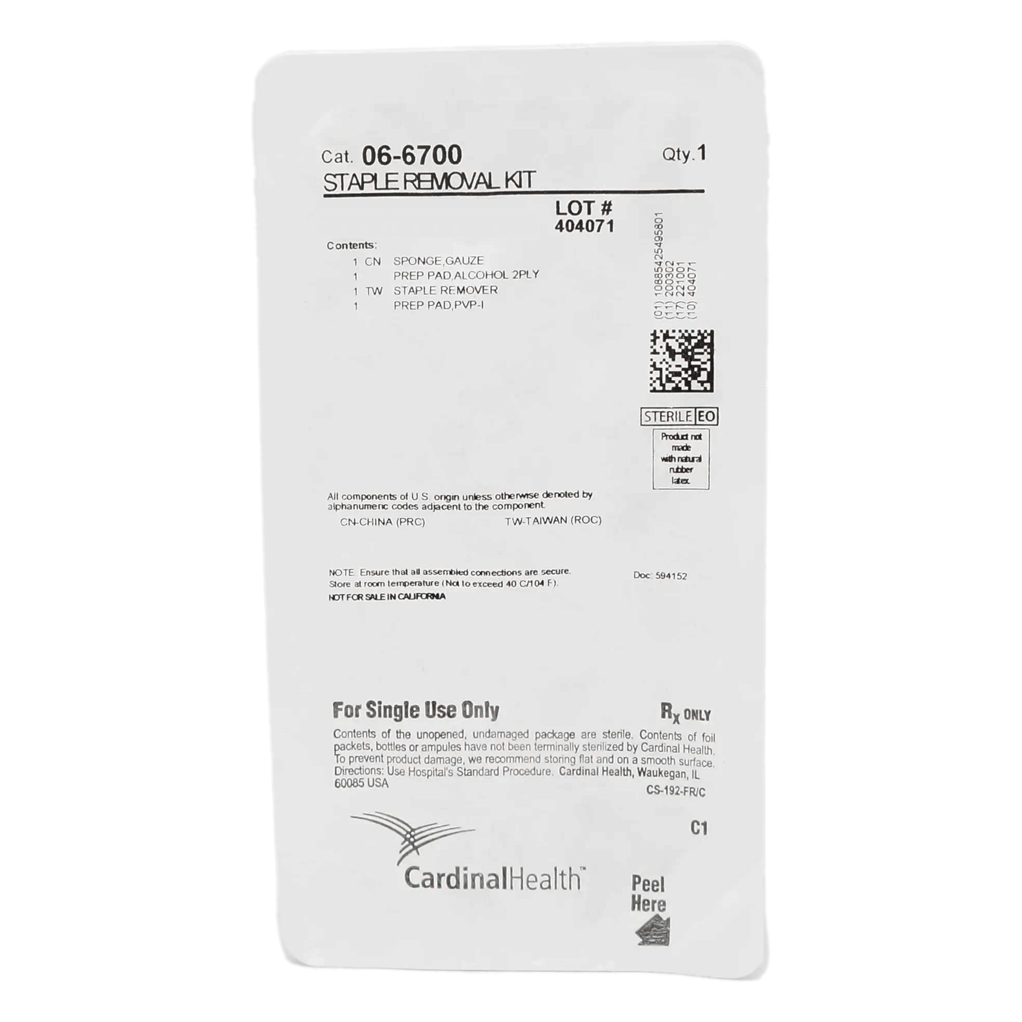 Curity Staple Removal Tray MK 1219430