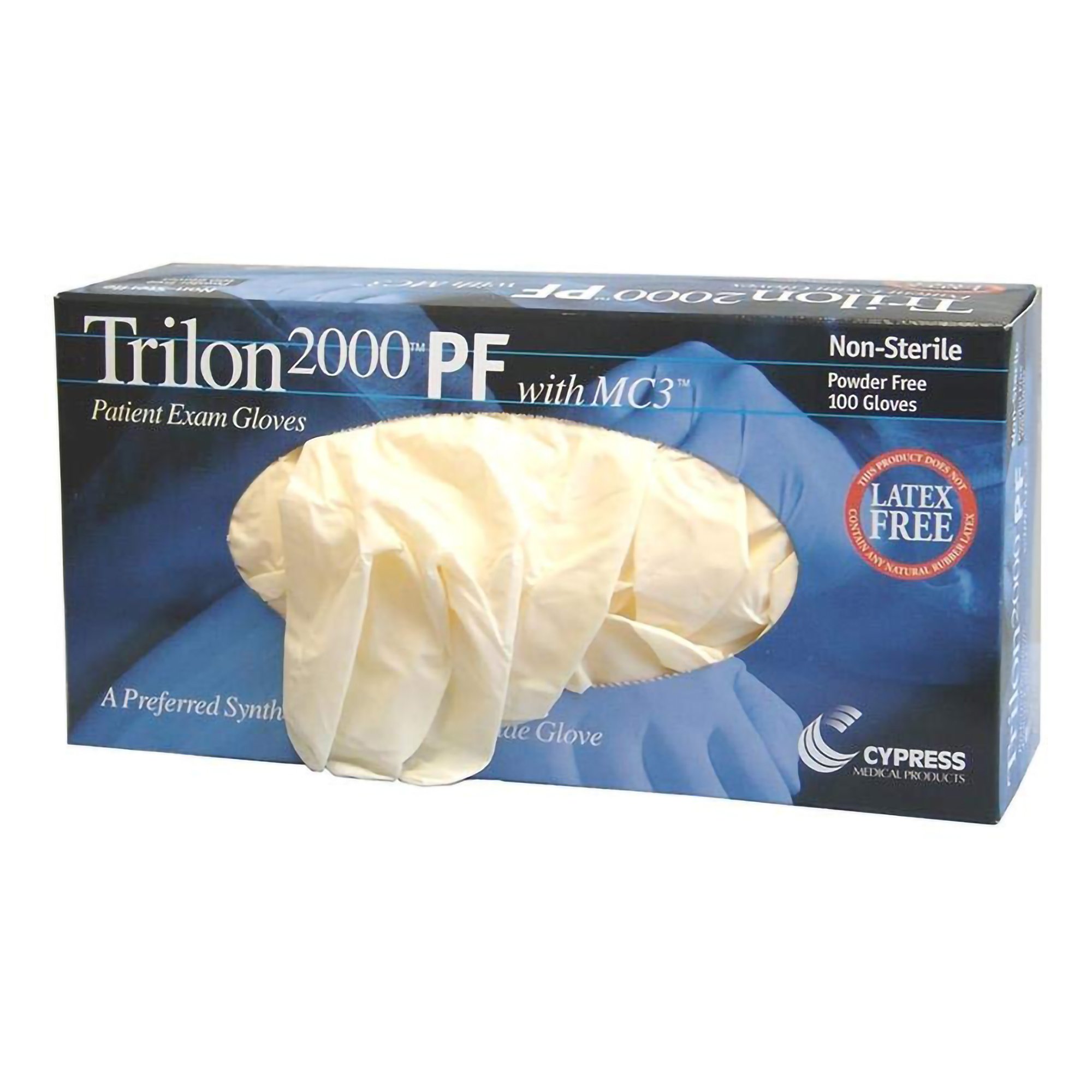 Trilon 2000 PF with MC3 Stretch Vinyl Exam Glove, Extra Large, Ivory MK 458849