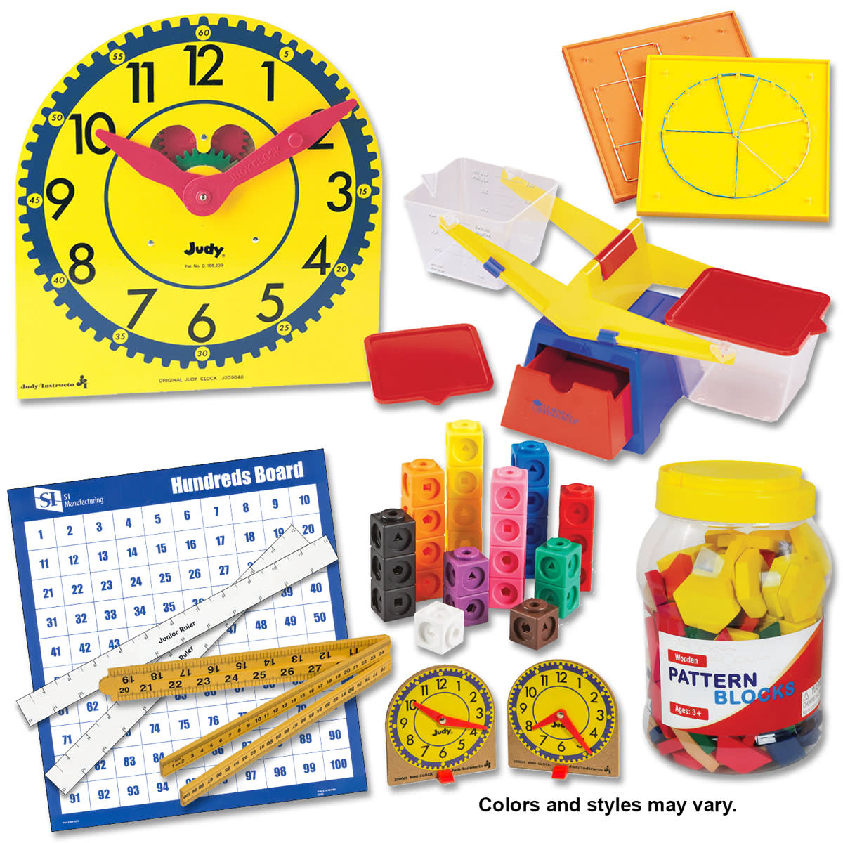 Manipulative Kit 1 (Wooden Pattern Block Upgrade, Judy Clock, Optional Items)