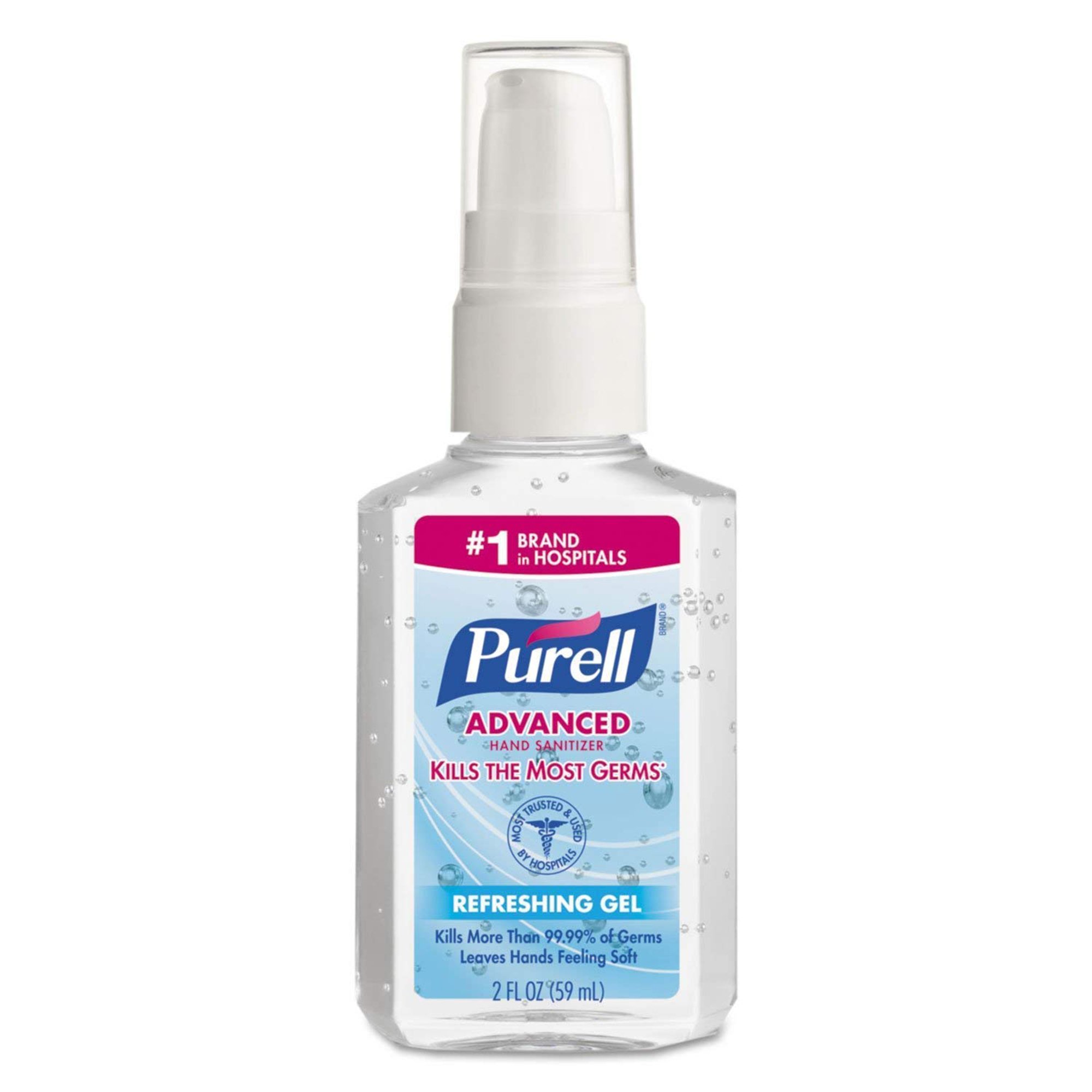Purell Advanced Hand Sanitizer 70% Ethyl Alcohol Gel, Pump Bottle, 2 oz MK 451353