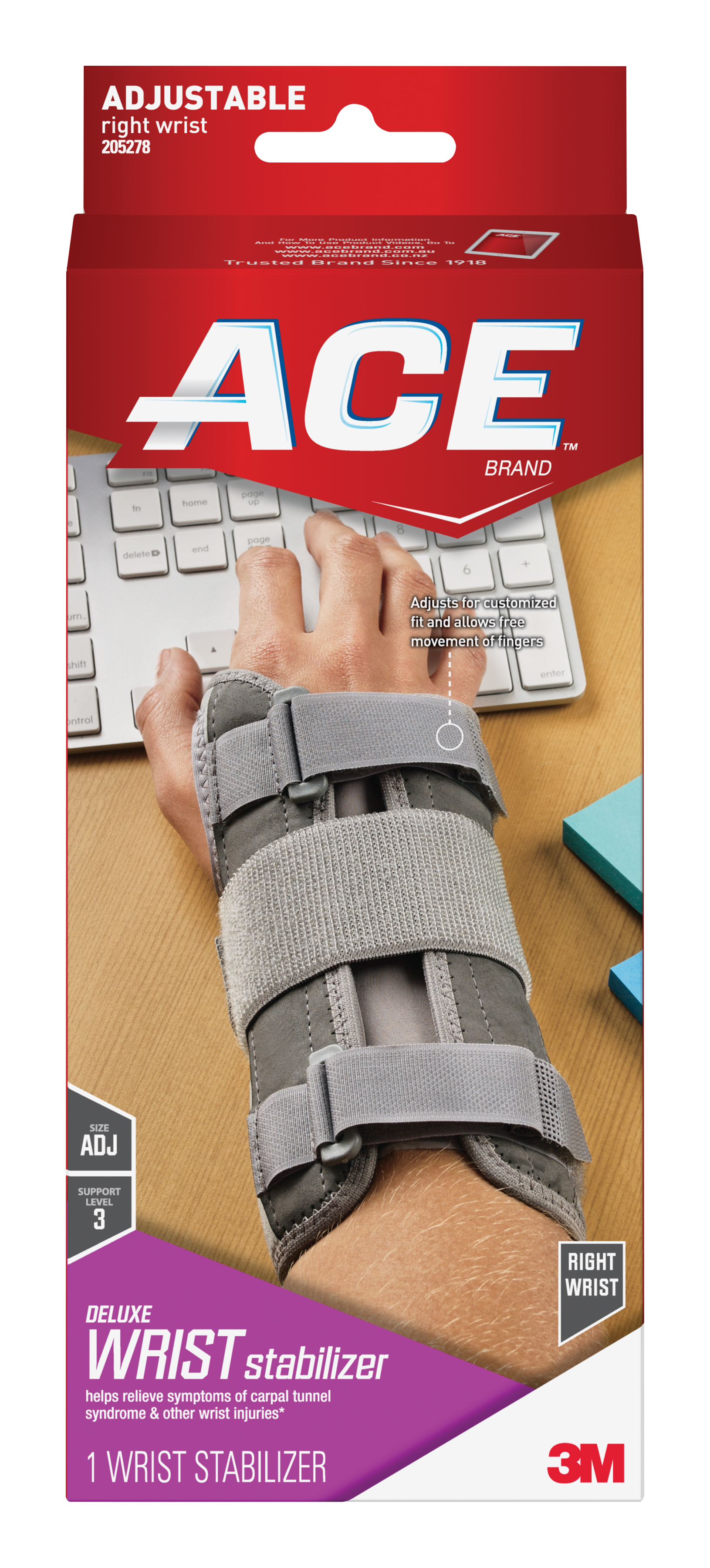 3M Ace Right Wrist Brace, One Size Fits Most MK 1084223