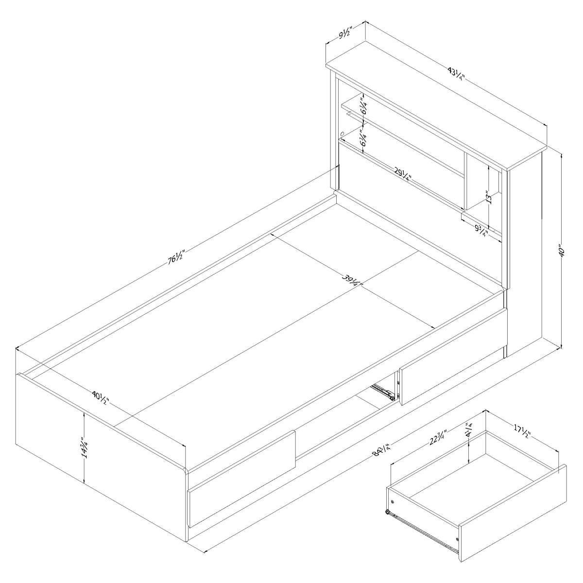 Vito - Mates Bed With Bookcase Headboard Set | Bed | Kids Bedroom