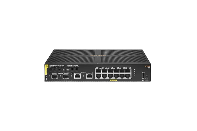 Aruba CX 6100 Series Switch with (12) 10/100/1000 PoE Ports + (2) SFP+ Ports + (2) 10/100/1000Base-T Ports, Refurbished, JL679A Aruba CX 6100 Series Switch with (12) 10/100/1000 PoE Ports + (2) SFP+ Ports + (2) 10/100/1000Base-T Ports, Refurbished, JL679A