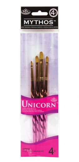 Royal & Langnickel Mythos Unicorn Golden Taklon Paint Brush Set (4 piece)