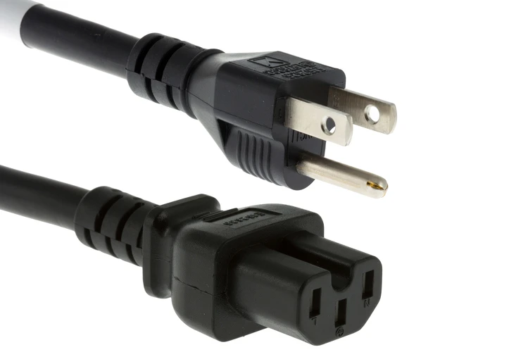 AC Power Cord, 5-15P to C15, 14 AWG, 2ft