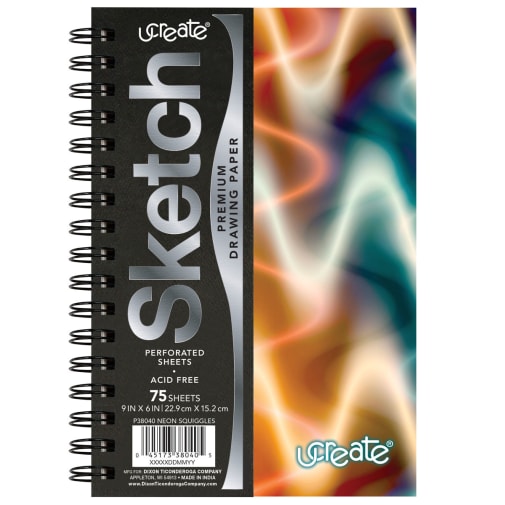 uCreate Poly Sketch Book - Neon Squiggles (9 x 6)