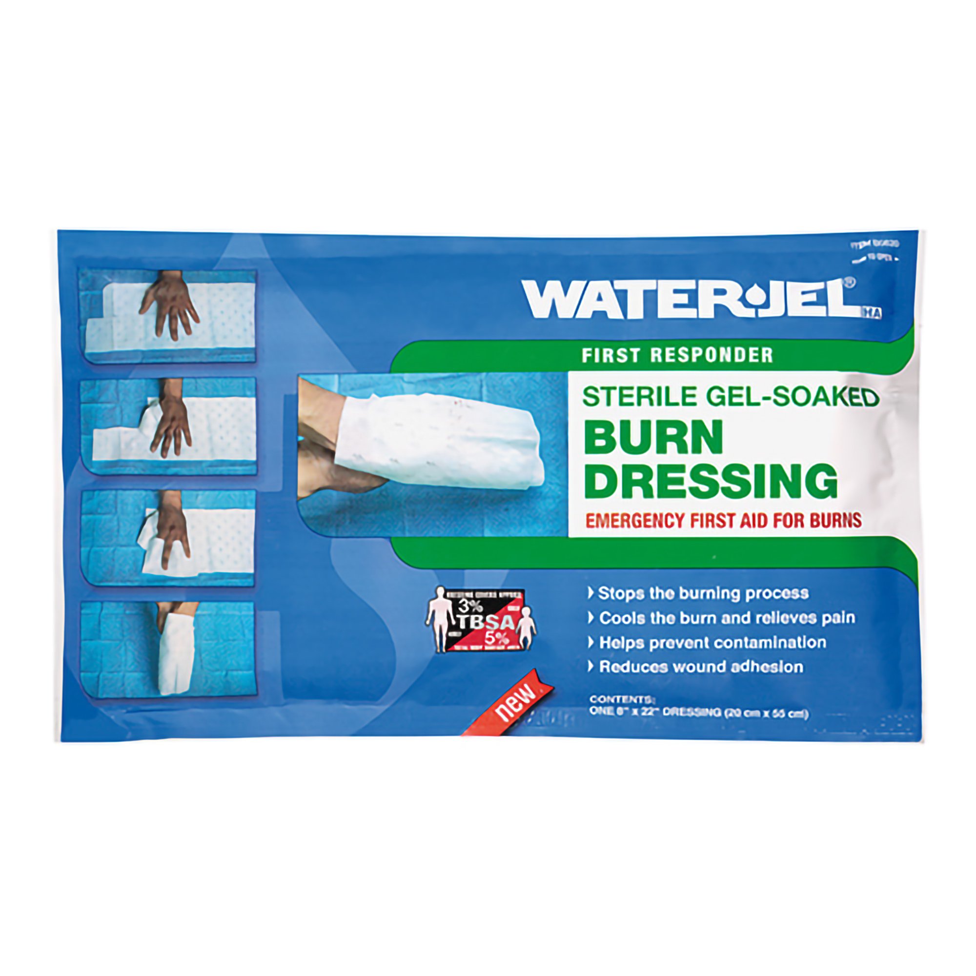 Hydrogel Burn Dressing Water-Jel First Responder Sheet 8 X 20 Inch Sterile MK 1071035