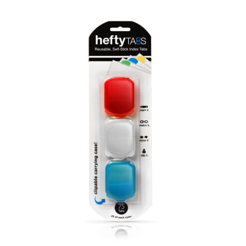 Hefty Index Tabs - 1" x 1.5" - 75 red, white, blue