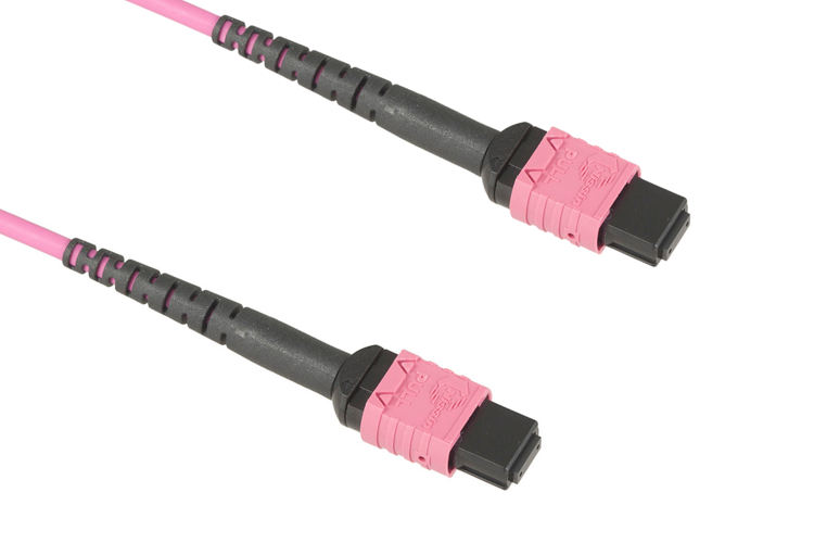 MPO Cable, 12-Strand, OM4, LSZH, UPC, Type B, Female Key Up to Female Key Up, 7 Meters