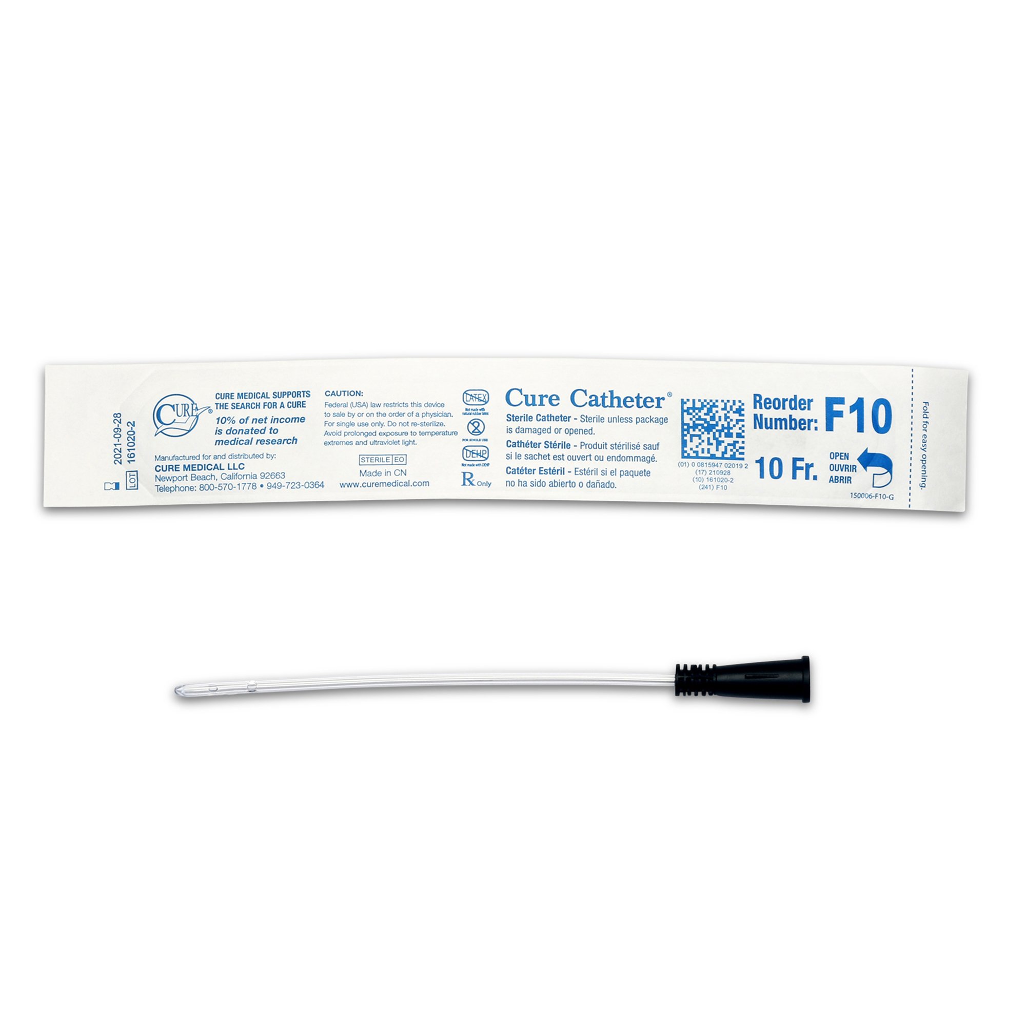 Cure Catheter Urethral Catheter, 10 Fr., Female, Straight MK 761794