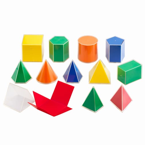 2D3D Geometric Solids (12 shapes in 5 colors)