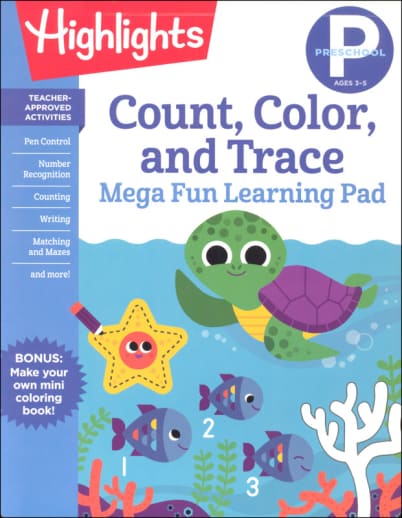 Preschool Count, Color, and Trace Mega Fun Learning Pad