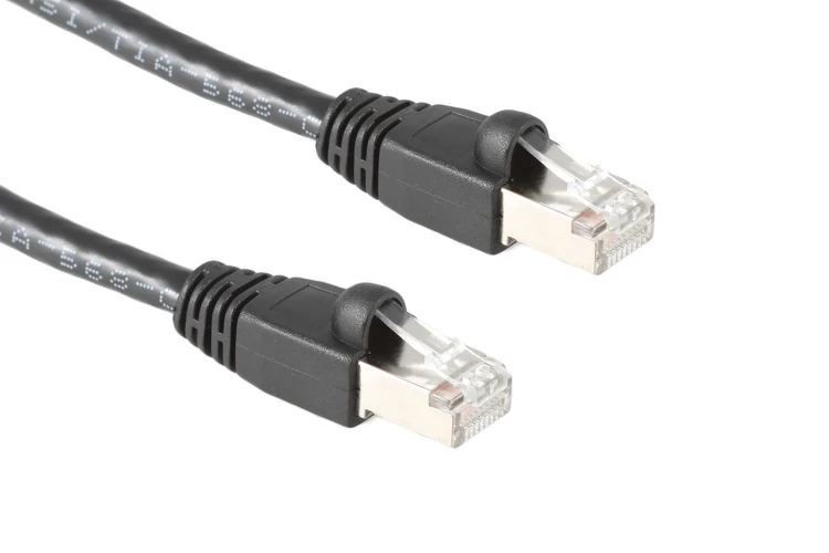 Cat6A Shielded Ethernet Patch Cable, Half-moon Boot, 2 ft, Black