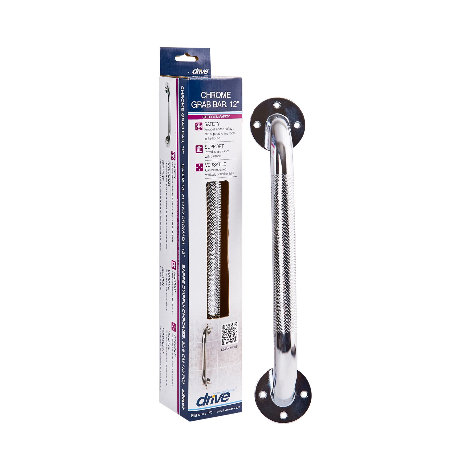 drive Chrome Knurled Grab Bar, 12 Inch MK 721883