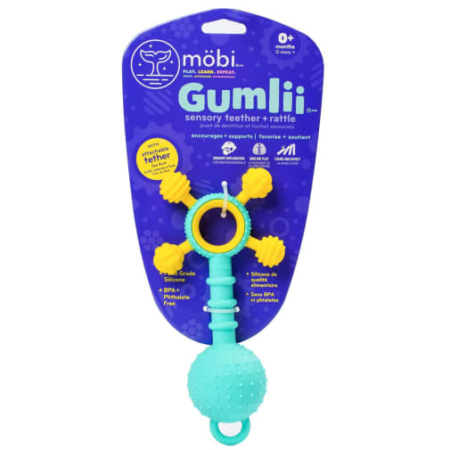 Gumlii Silicone Sensory Teether & Rattle Baby Toy