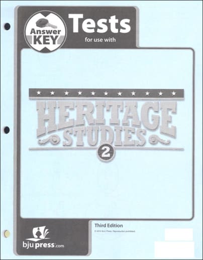 BJU Press Heritage Studies 2 Tests Answer Key 3rd Edition