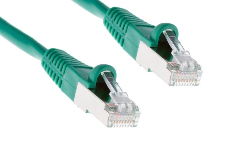 Cat5e Shielded Ethernet Patch Cable, Half-moon Boot, 75 ft, Green