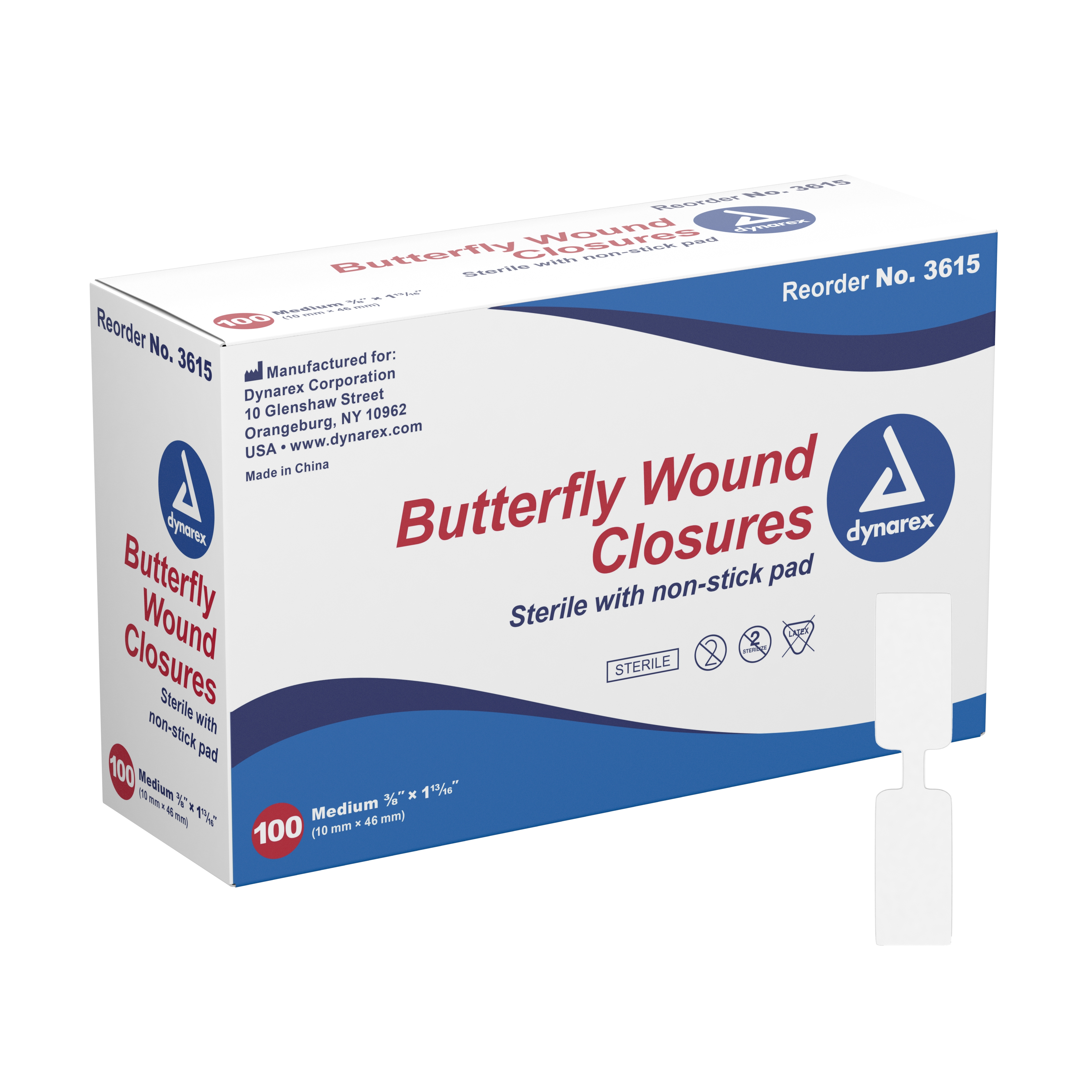 dynarex Butterfly Wound Closure Strip, 3/8 by 1-13/16 Inches MK 747212
