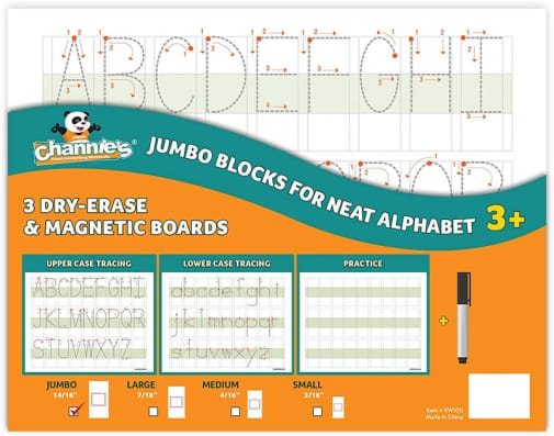 Visual Dry-Erase Magnetic Boards 3 Pack - Jumbo Blocks for Neat Alphabet