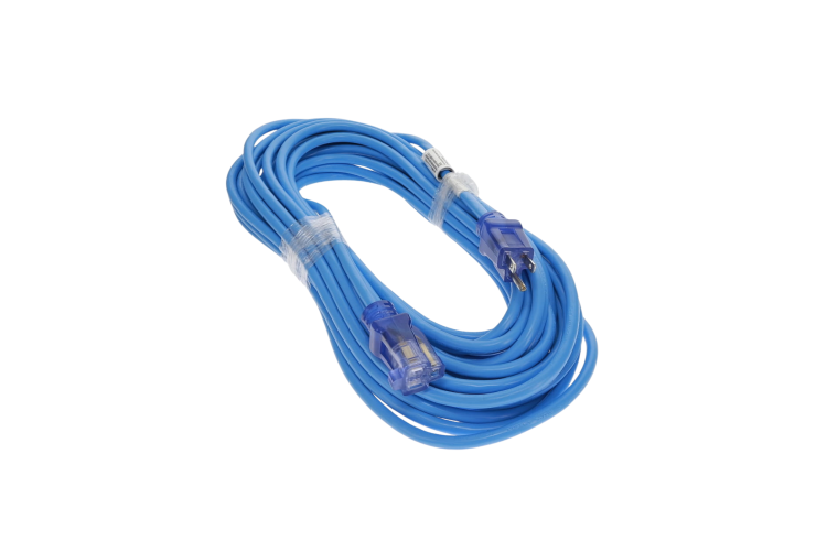 50Ft 14/3 SJTW Blue Power Extension Cord Lighted Clear Blue Plug