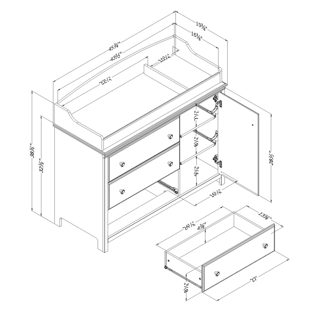 south shore convertible changing table