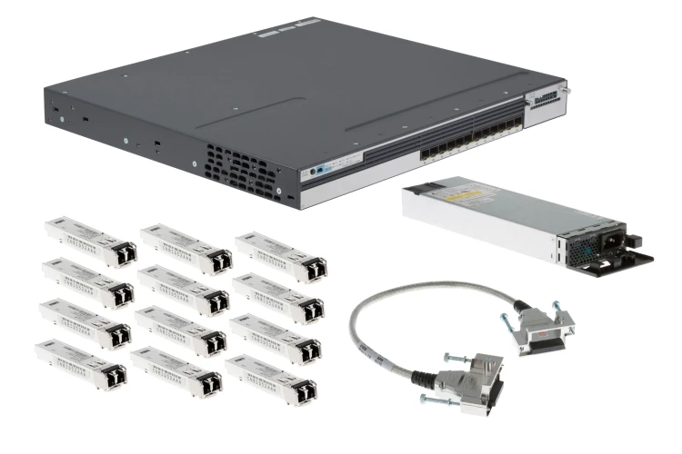 Cisco 3750X Series 12 Port Deployment Kit, WS-C3750X-12S-S-DP, Refurbished, Original