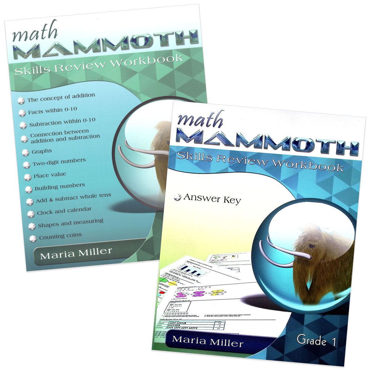 Math Mammoth Grade 1 Color Skills Review Workbook and Answer Key Package