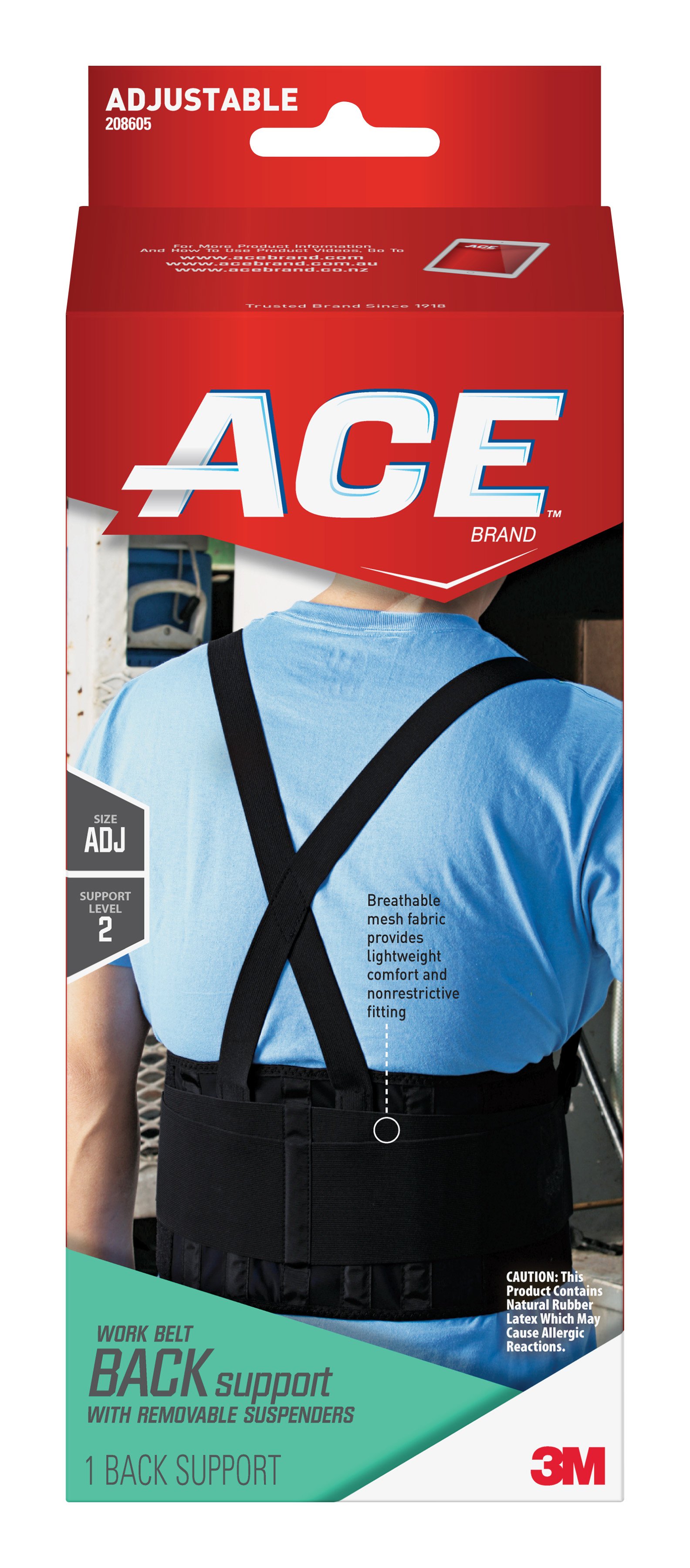 3M Ace Back Support Belt, Adjustable, One Size Fits Most MK 1084240