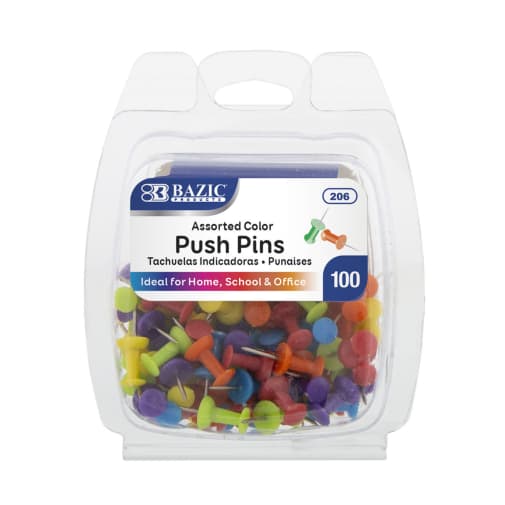 Push Pins (100-Pack) - Assorted colors