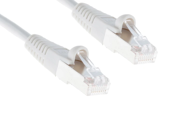 Cat5e Shielded Ethernet Patch Cable, Half-moon Boot, 3 ft, White