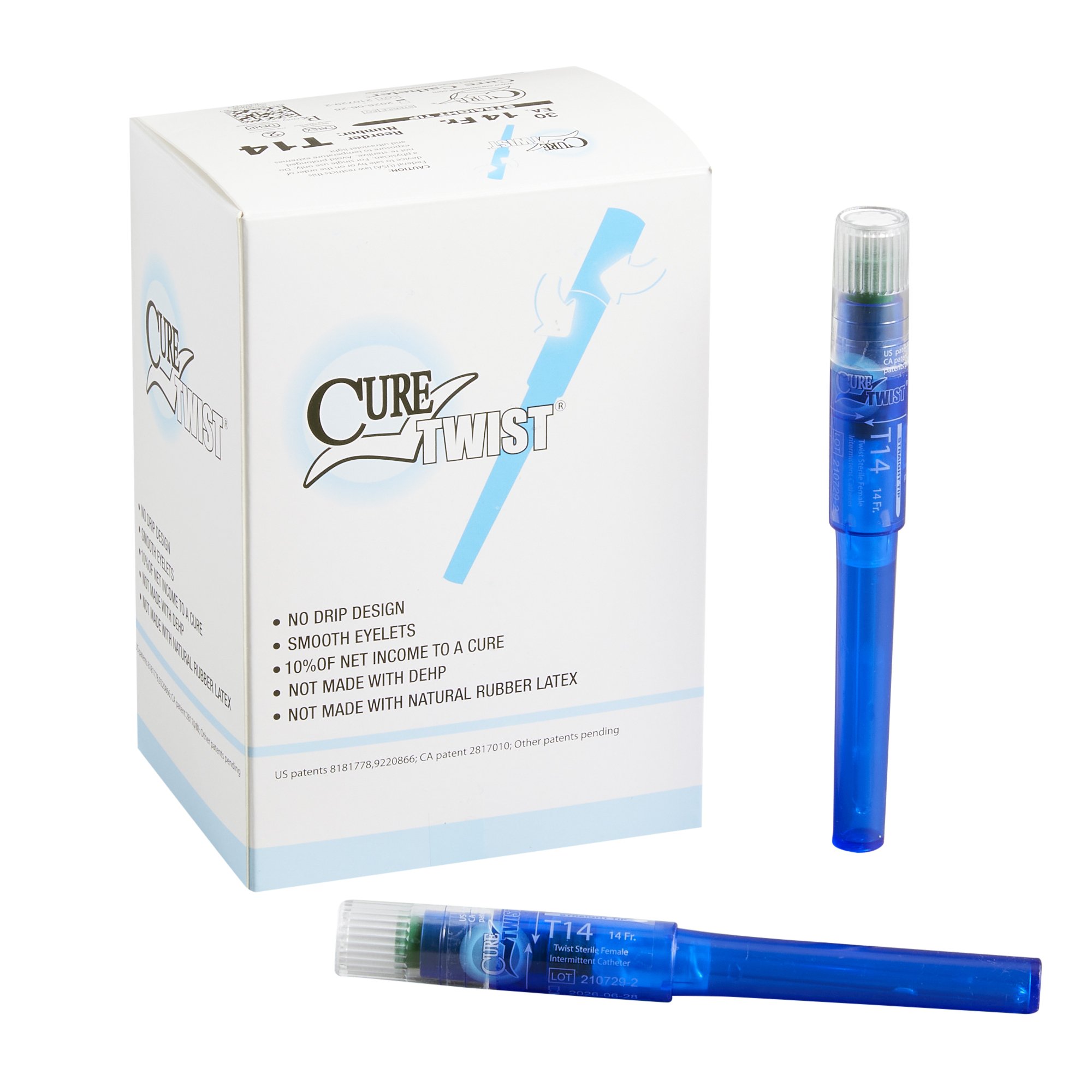 Cure Twist Female Intermittent Catheter, 14 Fr., Straight MK 821999