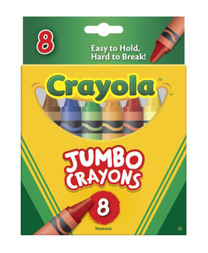 CRAYOLA LARGE CRAYONS, 12 BOXES OF 8 CRAYONS, NON-TOXIC, BINNEY