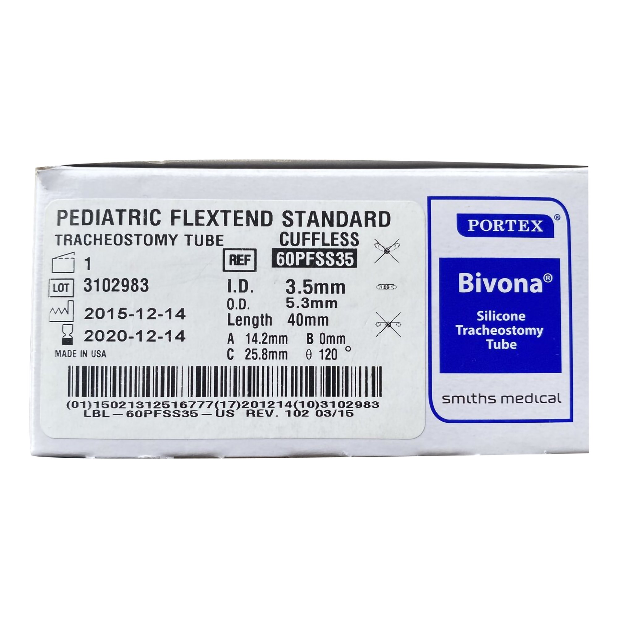 Bivona FlexTend Plus Pediatric Tracheostomy Tube, Size 3.5 MK 842572