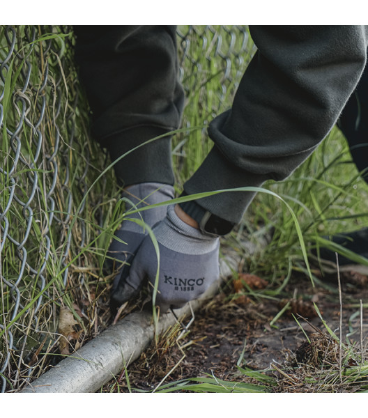 Gray Nylon-Spandex Knit Shell & CoolCoat&trade; Micro-Foam Nitrile Palm, Gray, large